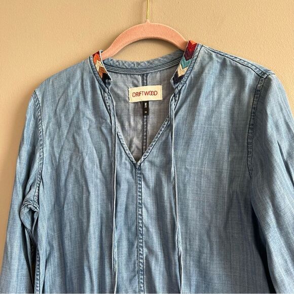 ✨ Driftwood Shaye Chambray Dress Embroidered Blue XS - Picture 2 of 11